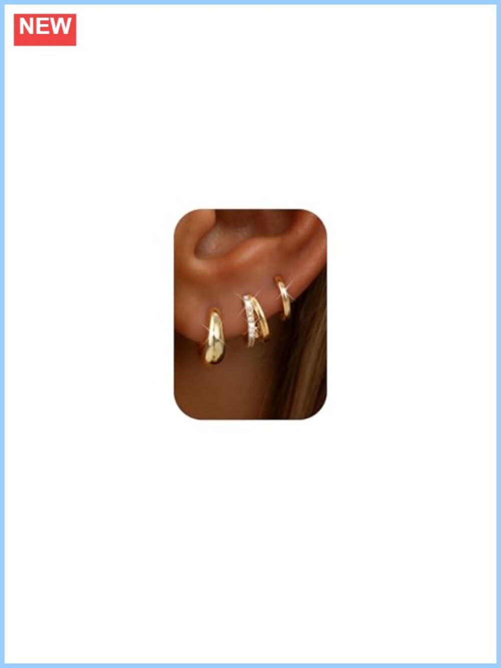 14K Gold Plated Hoop Earring Set Hypoallergenic Huggie Hoops for Women
